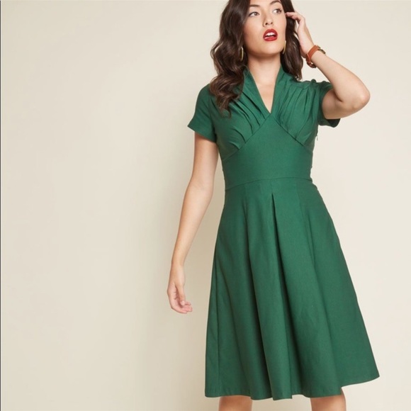 🎉HP🎉 ModCloth NWT Green Retro Midi Dress size XL - Picture 2 of 8